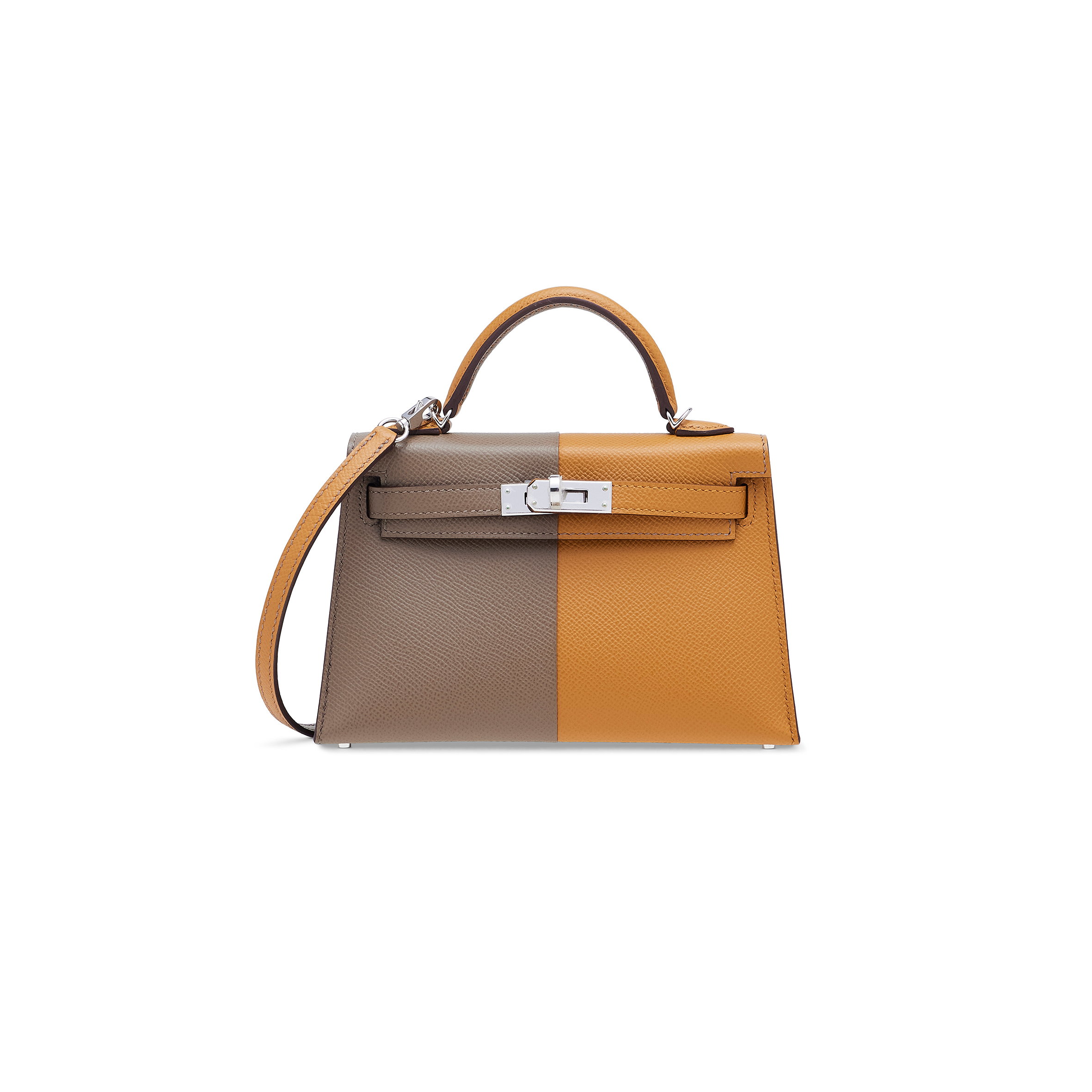 HERMÈS MASTER EDITION SESAME, ÉTOUPE & BLEU MINI KELLY II WITH PALLADIUM HARDWARE (19*12*5.5cm)
